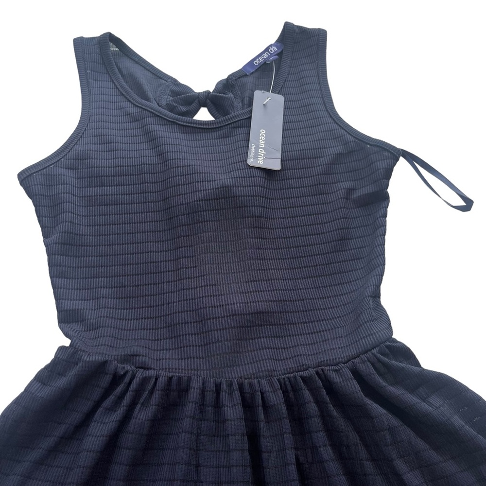 Ocean Drive Junior’s Size Medium Navy Sleeveless Sheer Bow Back Tank Dress A1046 - Picture 6 of 15